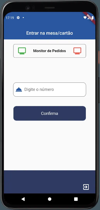 Tela do app MasterFoods para entrar em uma mesa ou cartão