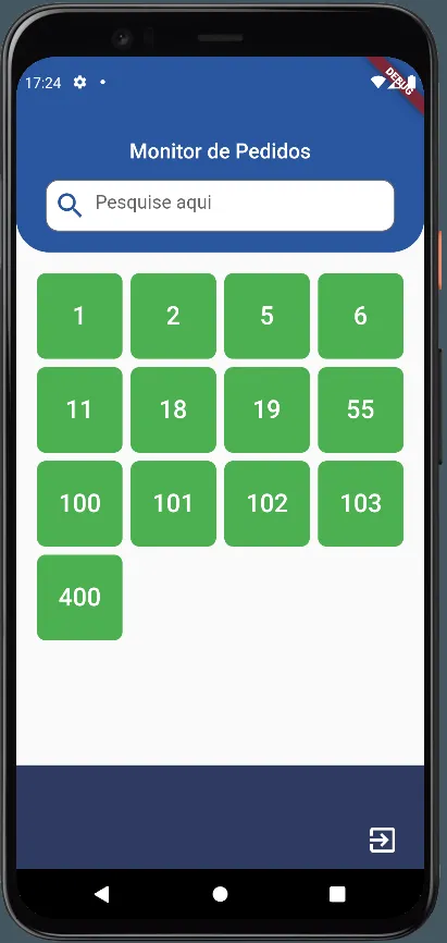 Tela do app MasterFoods com o mapa de mesas ocupadas