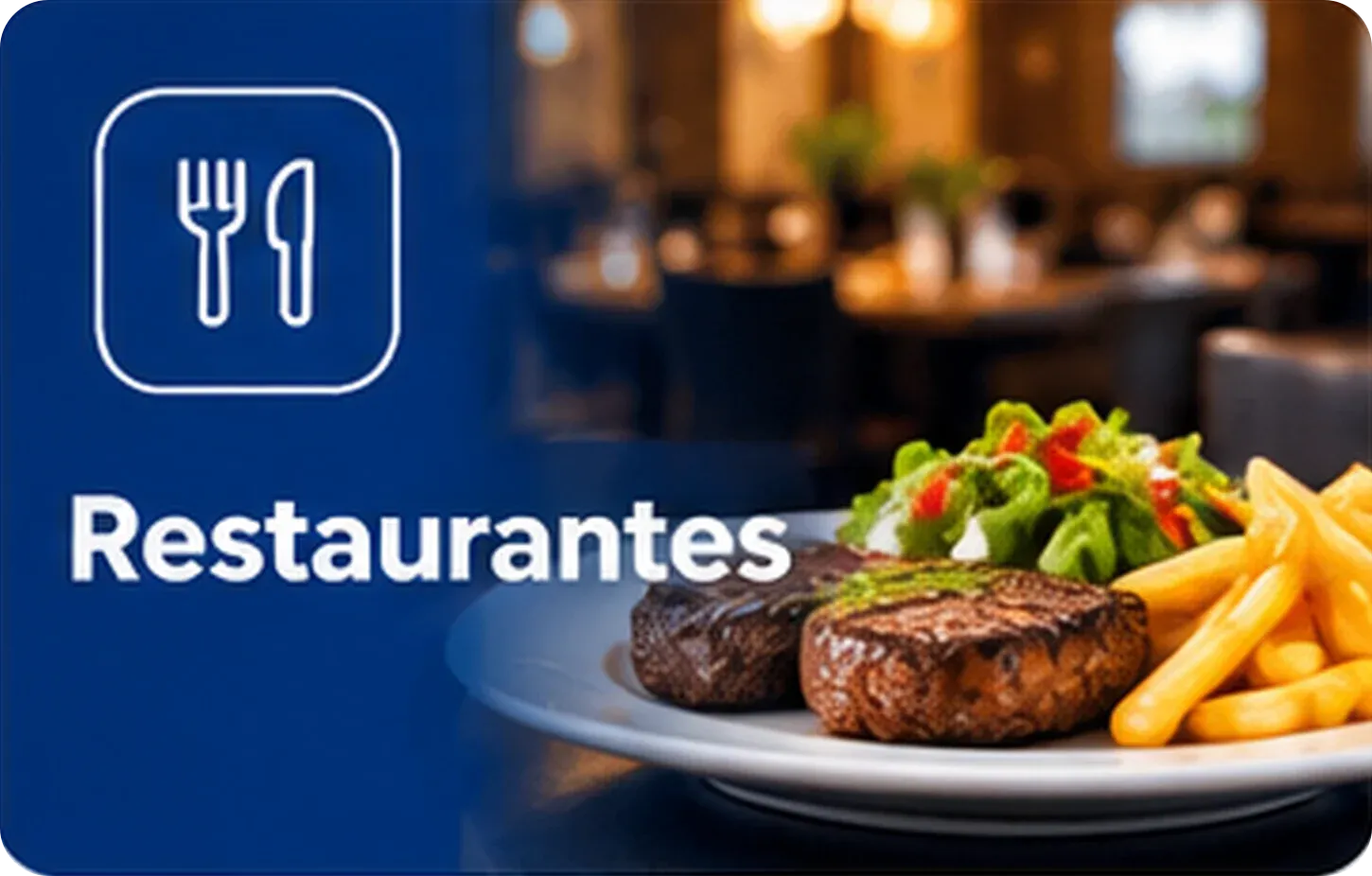 Prato de carne com batatas fritas e salada servido em um restaurante